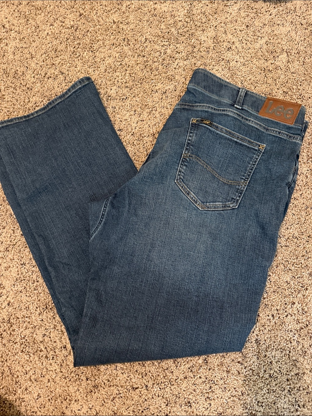 Lee Men's Straight Leg Jeans - Dark Blue with Leather Patch